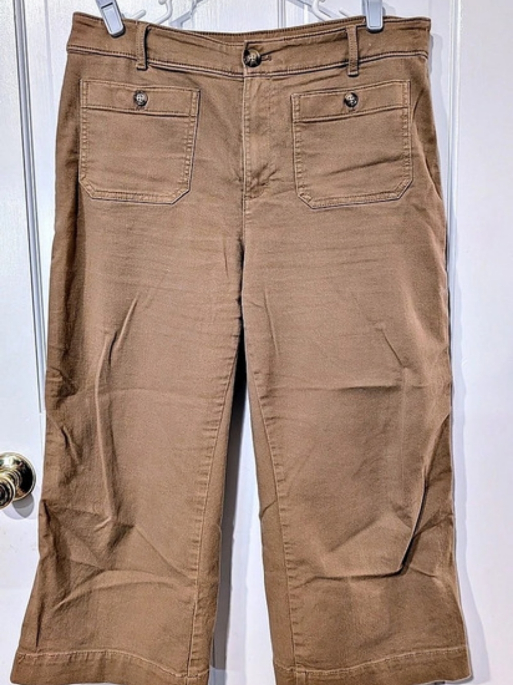 LOFT The Palmer Wide Leg Crop Pants Brown Size 12P